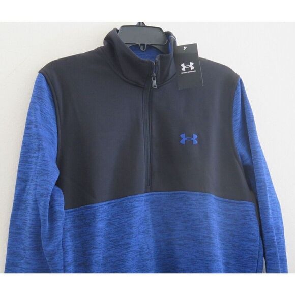 Under Armour 1369586 432 Men's Sz S Tech Blue Fleece Colorblock 1/2 Zip Pullover - Picture 3 of 6